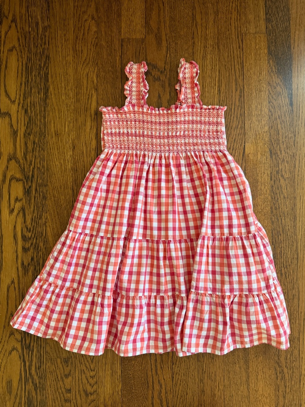 Pepa London Red/Coral Gingham Smocked Sundress size 5